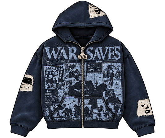 WAR SAVES ZIP UP HOODIE - 001